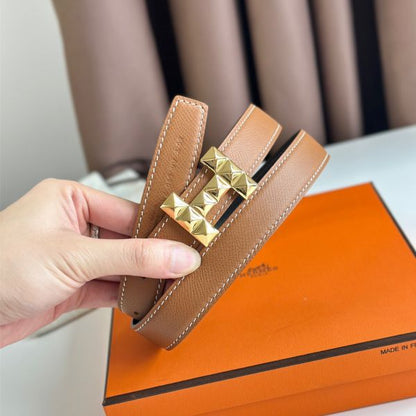 HERM H Medor Reversible Belt 24MM in Gold Epsom Leather