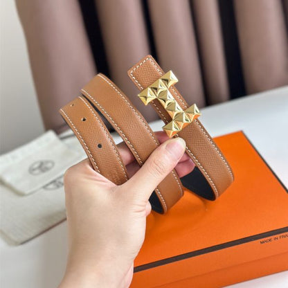 HERM H Medor Reversible Belt 24MM in Gold Epsom Leather