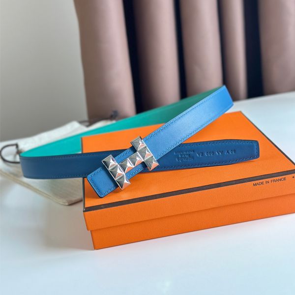 HERM H Medor Reversible Belt 24MM in Green Epsom Leather