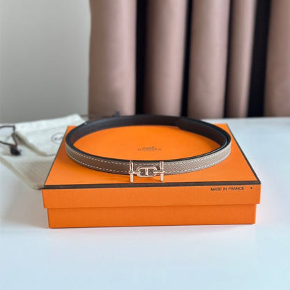 HERM Ancre Reversible Belt 13MM in Grey Epsom Leather