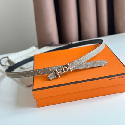 HERM Ancre Reversible Belt 13MM in Grey Epsom Leather