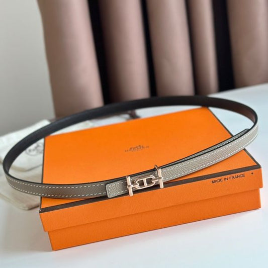 HERM Ancre Reversible Belt 13MM in Grey Epsom Leather