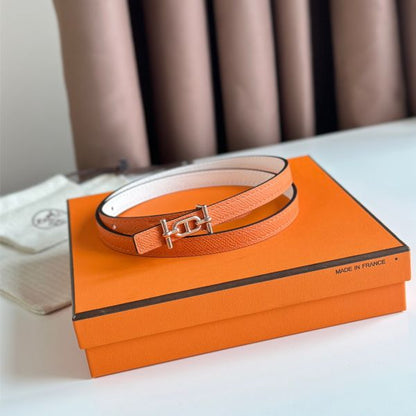 HERM Ancre Reversible Belt 13MM in Orange Epsom Leather