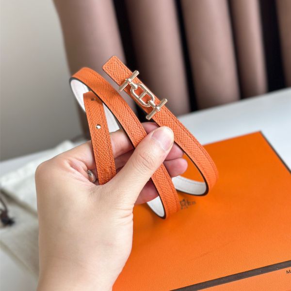 HERM Ancre Reversible Belt 13MM in Orange Epsom Leather