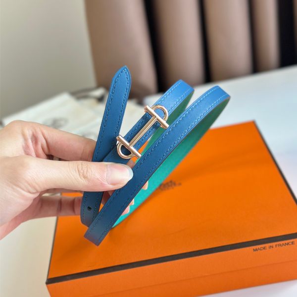 HERM Gamma 13mm Belt in Green Epsom Leather and Blue Swift Leather
