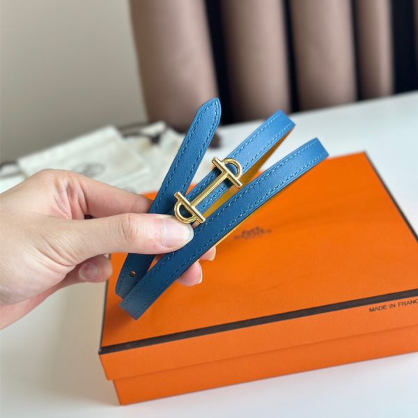 HERM Gamma 13mm Belt in Yellow Epsom Leather and Blue Swift Leather