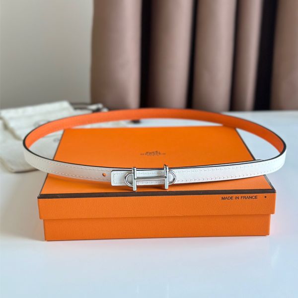 HERM Gamma 13mm Belt in Orange Epsom Leather and White Swift Leather