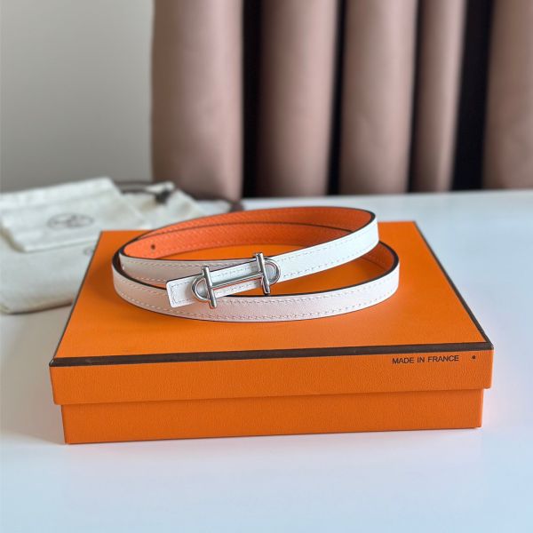 HERM Gamma 13mm Belt in Orange Epsom Leather and White Swift Leather