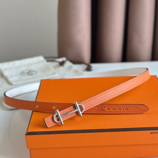 HERM Gamma 13mm Belt in Orange Epsom Leather and White Swift Leather