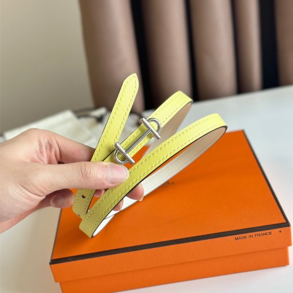 HERM Gamma 13mm Belt in White Epsom Leather and Yellow Swift Leather