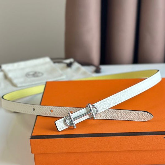 HERM Gamma 13mm Belt in White Epsom Leather and Yellow Swift Leather