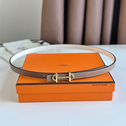 HERM Gamma 13mm Belt in White Epsom Leather and Taupe Swift Leather