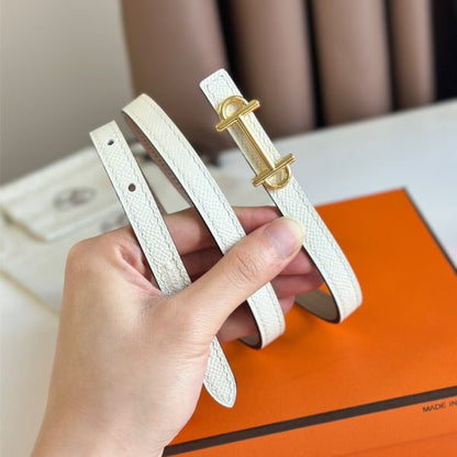 HERM Gamma 13mm Belt in White Epsom Leather and Taupe Swift Leather