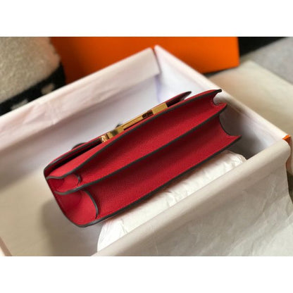 HERM Red Constance MM 24cm Epsom Leather Bag