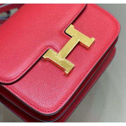 HERM Red Constance MM 24cm Epsom Leather Bag