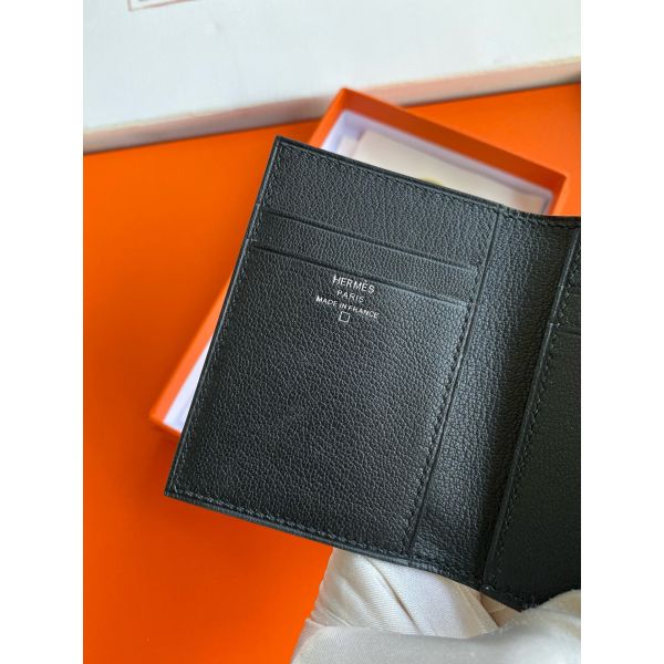 HERM MC¬≤ Euclide Card Holder in Black Matte Alligator Leather