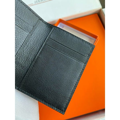 HERM MC¬≤ Euclide Card Holder in Black Shiny Alligator Leather