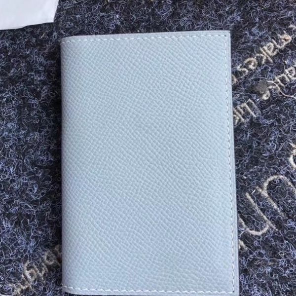 HERM MC¬≤ Euclide Card Holder In Blue Lin Epsom Leather