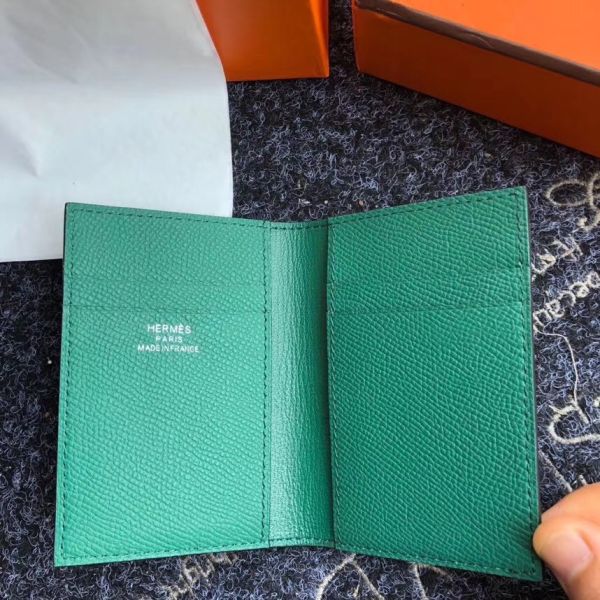 HERM MC¬≤ Euclide Card Holder In Green Epsom Leather