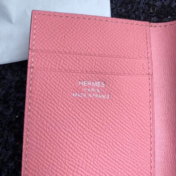 HERM MC¬≤ Euclide Card Holder In Pink Epsom Leather