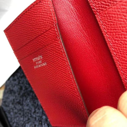 HERM MC¬≤ Euclide Card Holder In Red Epsom Leather