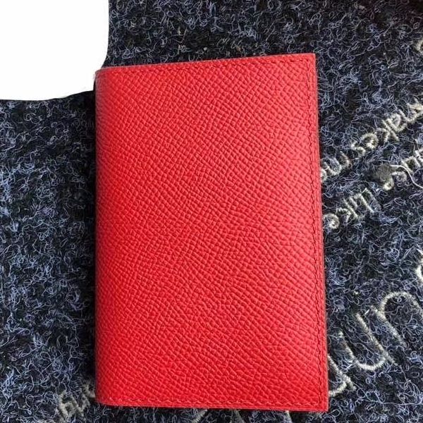 HERM MC¬≤ Euclide Card Holder In Red Epsom Leather