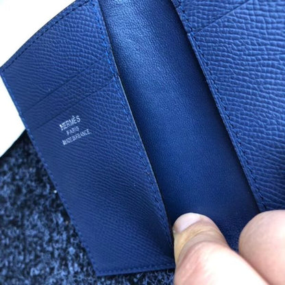 HERM MC¬≤ Euclide Card Holder In Sapphire Epsom Leather