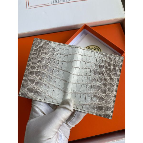 HERM MC¬≤ Euclide Card Holder in Himalaya Niloticus Crocodile Skin