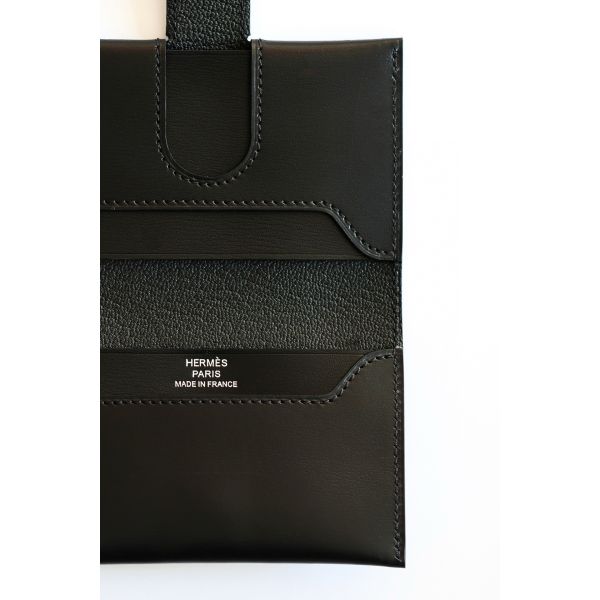 HERM R.M.S Card Holder in Black Box Calfskin