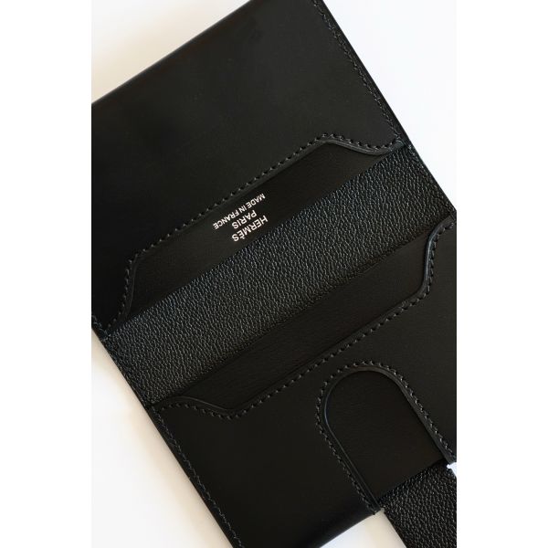 HERM R.M.S Card Holder in Black Box Calfskin