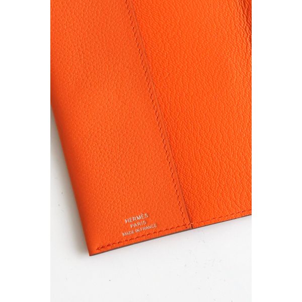 HERM R.M.S Passport Holder in Orange Evercolor Calfskin