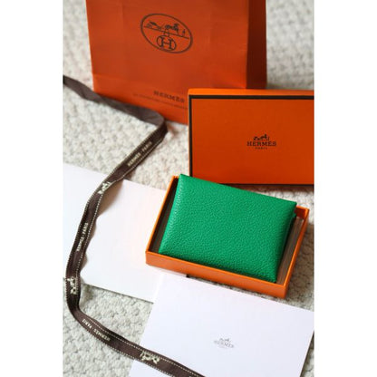 HERM Calvi Duo Verso Card Holder in Menthe Mysore Goatskin