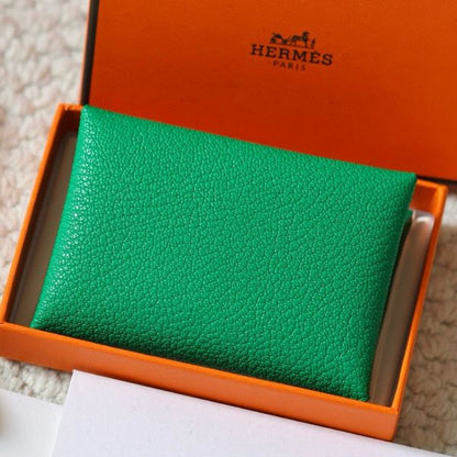 HERM Calvi Duo Verso Card Holder in Menthe Mysore Goatskin