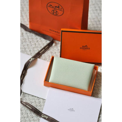 HERM Calvi Duo Verso Card Holder in Vert Fizz Mysore Goatskin