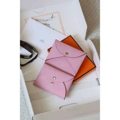 HERM Calvi Duo Card Holder in Mauve Sylvestre Epsom Calfskin