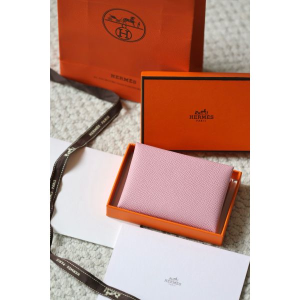 HERM Calvi Duo Card Holder in Mauve Sylvestre Epsom Calfskin