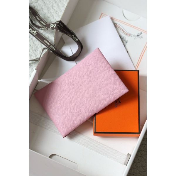 HERM Calvi Duo Card Holder in Mauve Sylvestre Epsom Calfskin