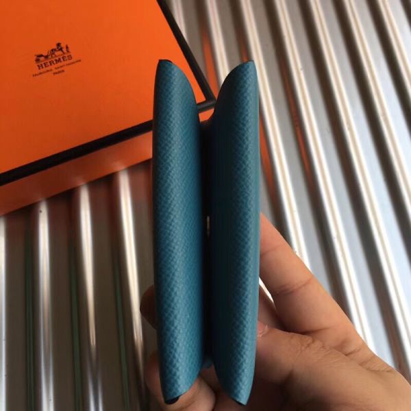 HERM Calvi Card Holder In Blue Jean Epsom Leather
