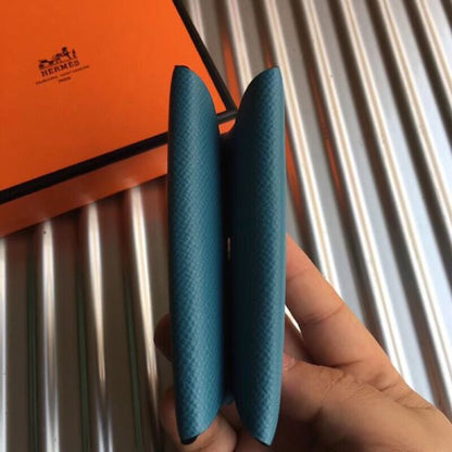 HERM Calvi Card Holder In Blue Jean Epsom Leather
