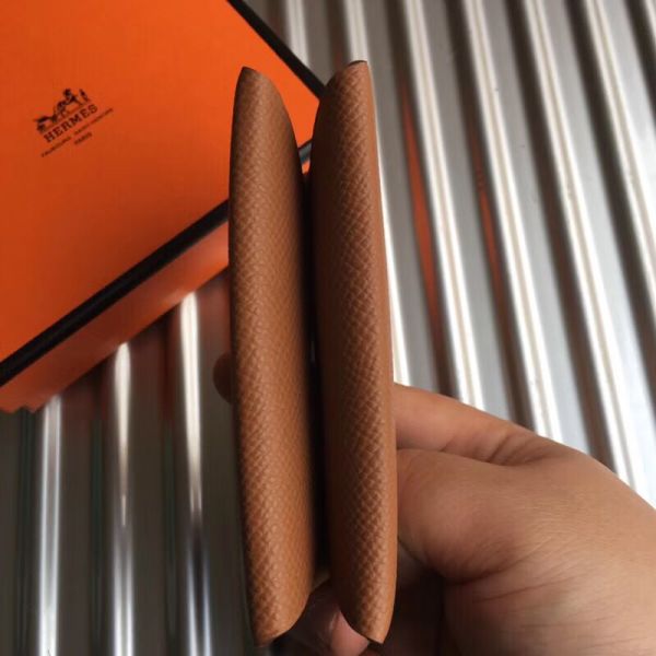 HERM Calvi Card Holder In Gold  Epsom Leather
