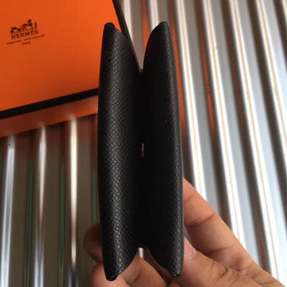 HERM Calvi Card Holder In Black Epsom Leather