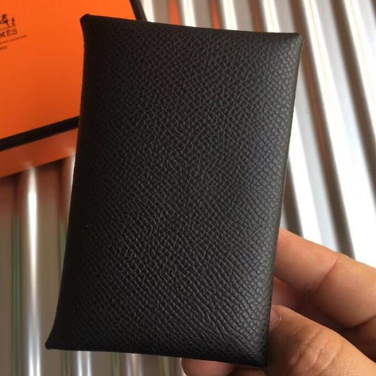 HERM Calvi Card Holder In Black Epsom Leather
