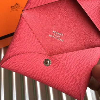 HERM Calvi Card Holder In Rose Azalee Epsom Leather
