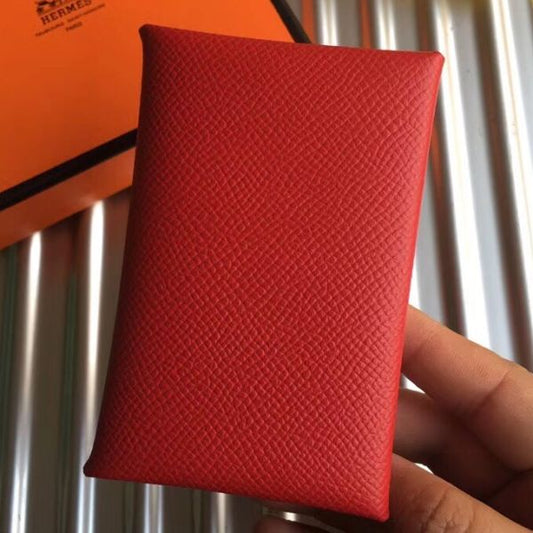 HERM Calvi Card Holder In Red Epsom Leather