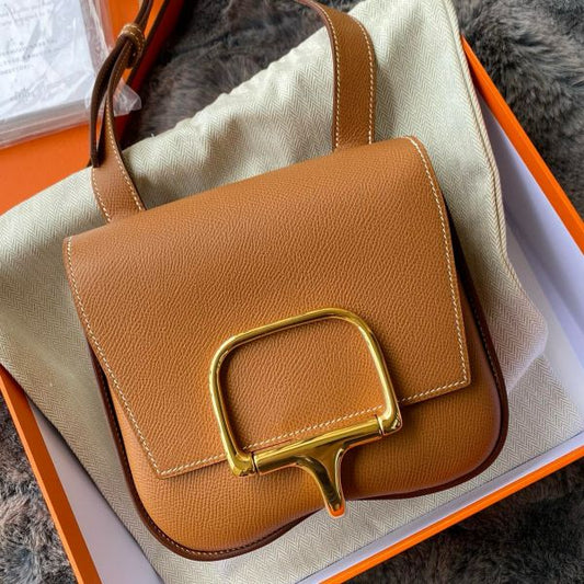 HERM Della Cavalleria II Mini Bag in Gold Epsom Calfskin