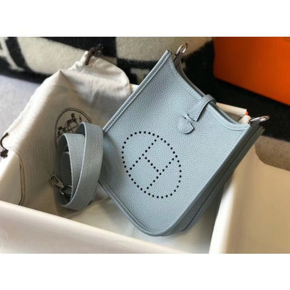 HERM Evelyne III TPM Bag In Blue Lin Clemence Leather