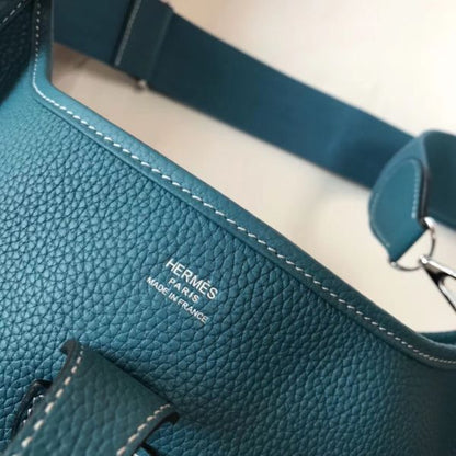 HERM Evelyne III 29 PM Bag In Blue Jean Clemence Leather