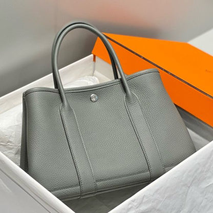 HERM Garden Party 30 Bag In Gris Meyer Taurillon Leather