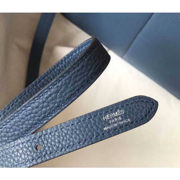 HERM Halzan 31cm Bag In Blue Agate Clemence Leather