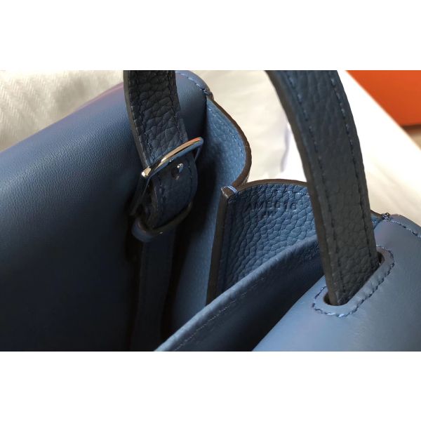 HERM Halzan 31cm Bag In Blue Agate Clemence Leather